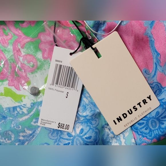 NWT Industry Republic Clothing Satin Patchwork Button Down Long Sleeve Sz Small - Picture 11 of 14